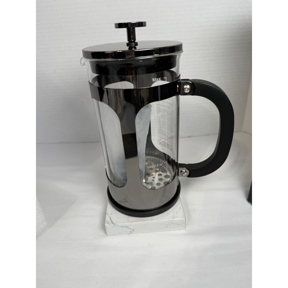 34oz French Press Coffee Maker Borosilicate Glass Stainless Steel Gunmetal Gray
